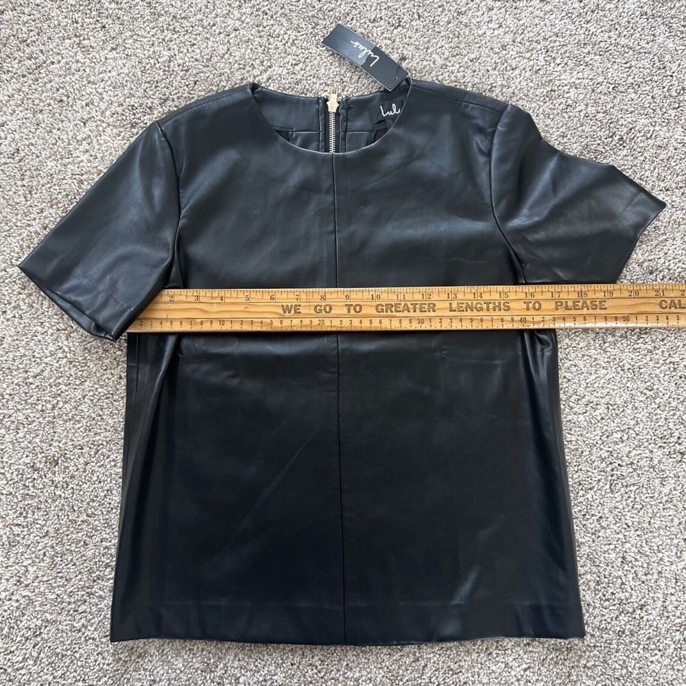 Lulus Chic Black Women's Top XS Vegan Leather Black Zip Black Elegant READ - Picture 9 of 13